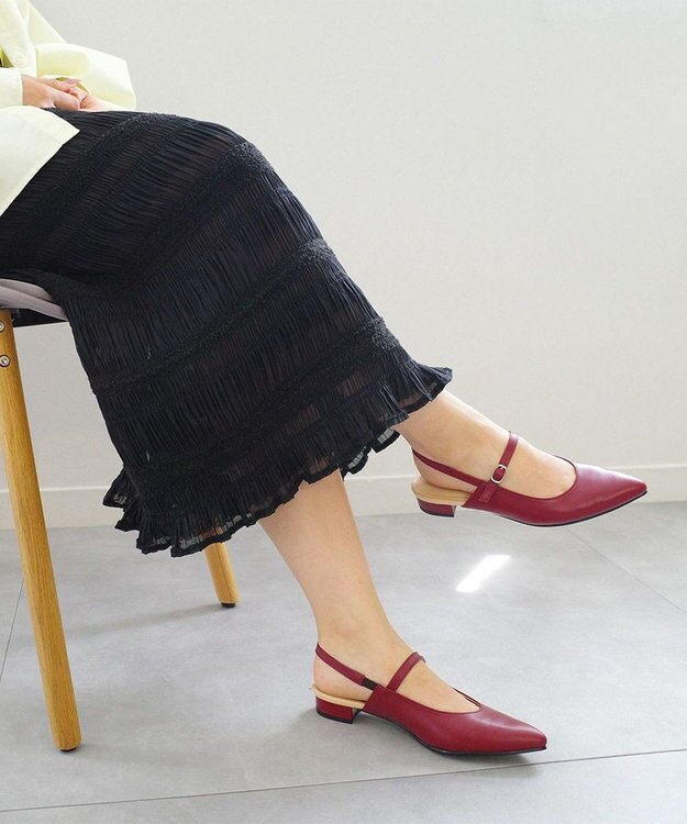 Pointer 日本製 本革ベルト付きミュール ワイン