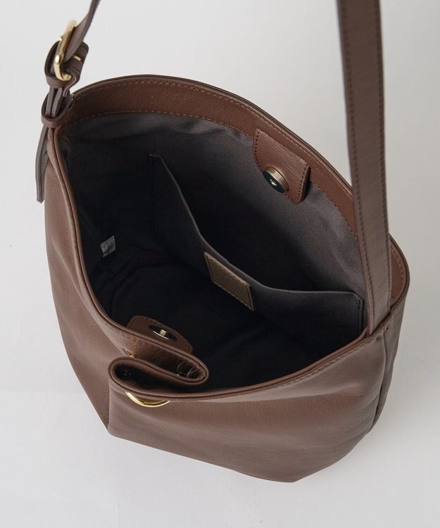 russet ツイードスカーフ付きレザー2WAYショルダーバッグ(CE-1632) D.Brown