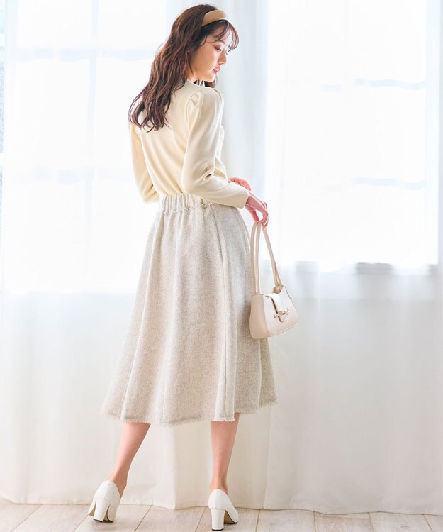 Feroux 【セットアップ対応】春ツイード フレアスカート ホワイト系1