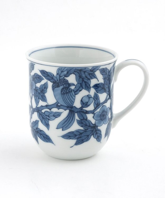 たち吉 染付花鳥マグカップ〈１個〉美濃焼 ホワイト×ブルー