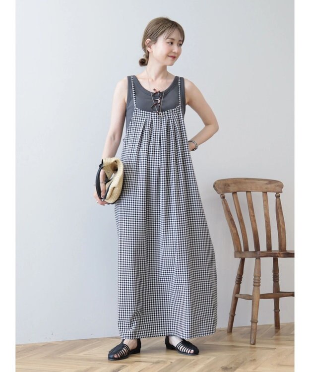 AMERICAN HOLIC ギンガムサッカーキャミワンピース Off White