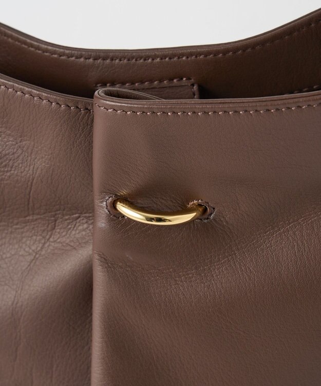 russet ツイードスカーフ付きレザー2WAYショルダーバッグ(CE-1632) D.Brown