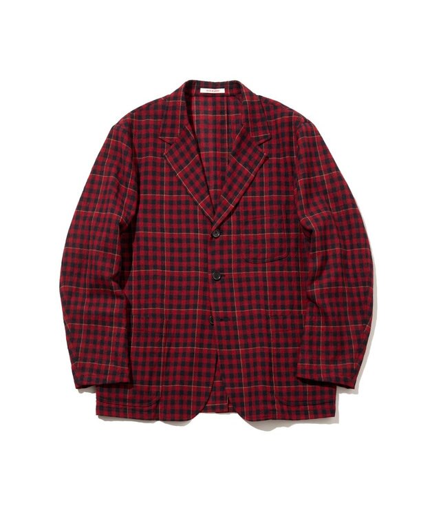 J.PRESS MEN 【J.PRESS ORIGINALS】Wool Nylon Refine Tartan Check 3B Sack Jacket / Japan Made レッド系4