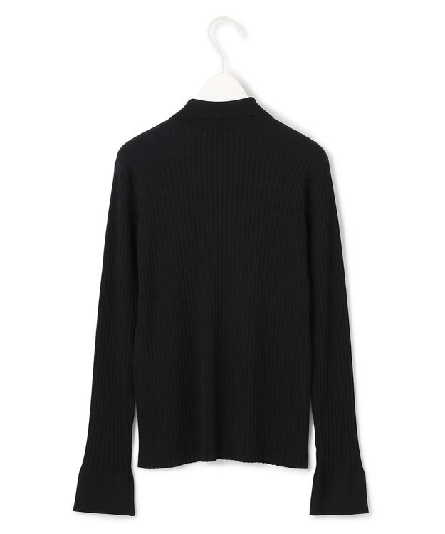 ICB 【洗える】シルクヴィスコースハイゲージ ジップアップカーディガン ブラック系