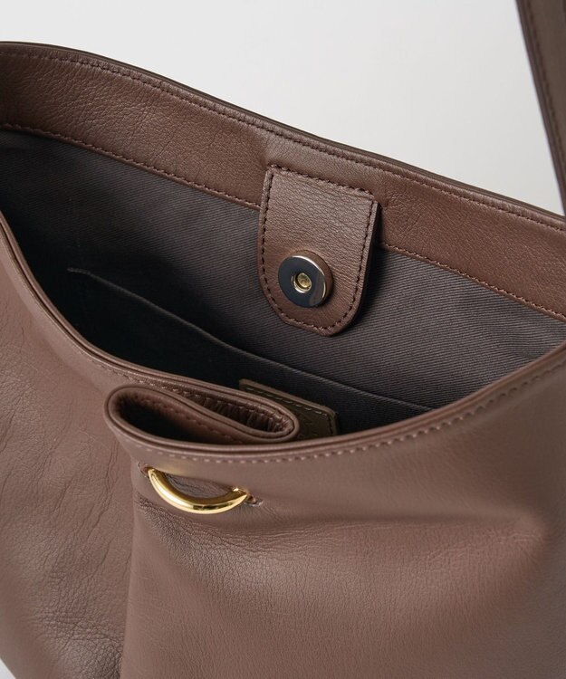 russet ツイードスカーフ付きレザー2WAYショルダーバッグ(CE-1632) D.Brown