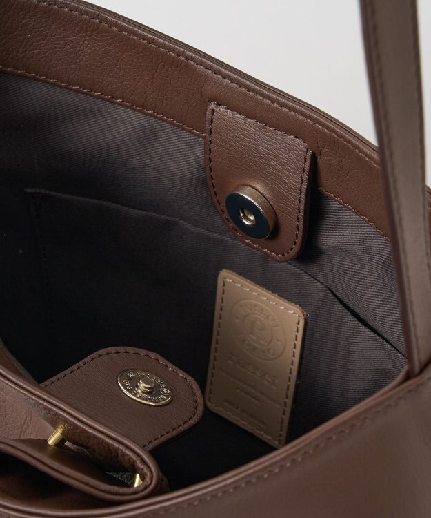 russet ツイードスカーフ付きレザー2WAYショルダーバッグ(CE-1632) D.Brown