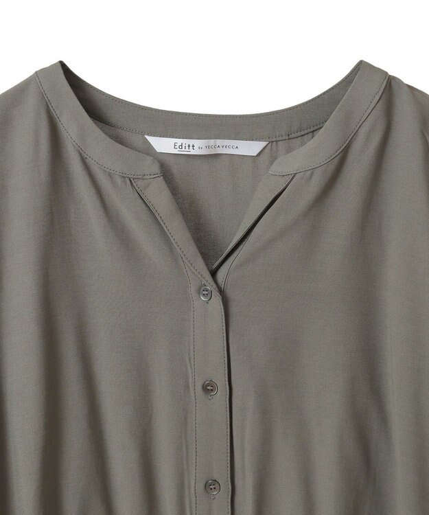 YECCA VECCA ギャザーデザイン配色シャツ Khaki