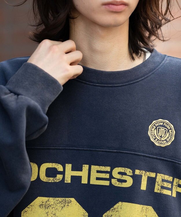 WEGO 【ユニセックス着用ITEM】ケミカルウォッシュナンバリングプルオーバー ネイビー