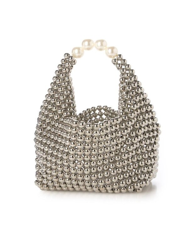 UNBILLION カシュカシュ cachecache / シルバービーズ手提げバッグ ホワイト