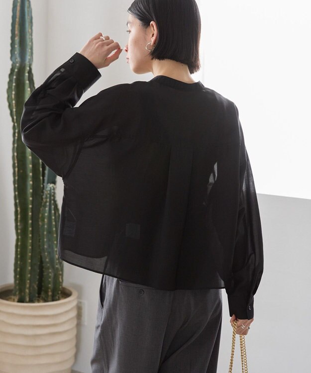 AMERICAN HOLIC シアーショート丈ブラウス Black
