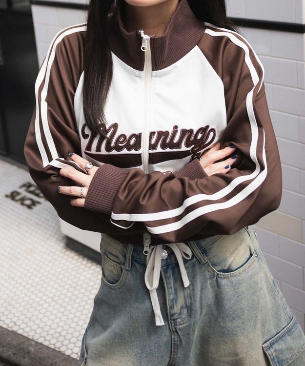 WEGO スタジアムロゴトラックジャケット ブラウン