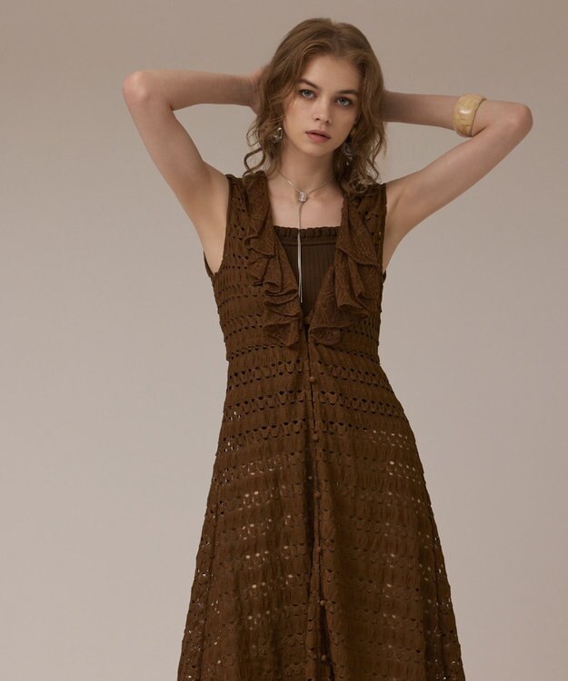 GRACE CONTINENTAL レースロングカーディガン ブラウン