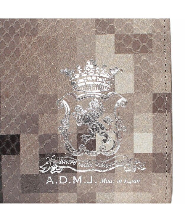 A.D.M.J. 【牛革】スネーク型押し/ガマグチウォレット サンド