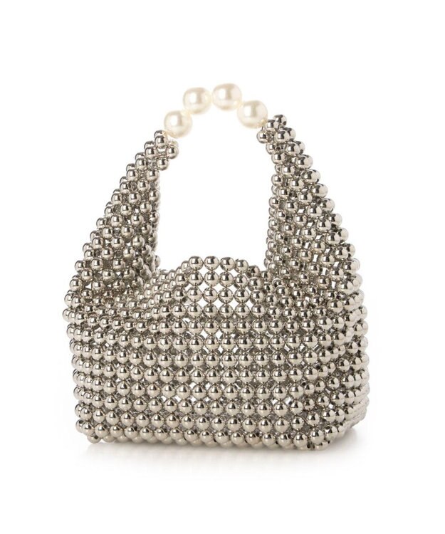 UNBILLION カシュカシュ cachecache / シルバービーズ手提げバッグ ホワイト