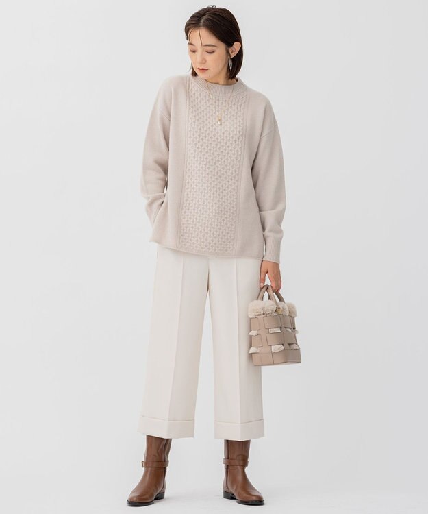 23区 【洗える】ウールカシミヤブレンド チュニック ニット ベージュ系