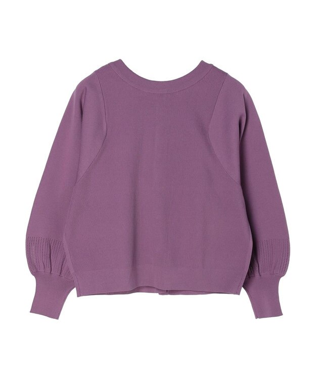 Green Parks ・ｆｕｒｒｙ　ｒａｔｅ２ｗａｙかる~いニットカーデ Purple