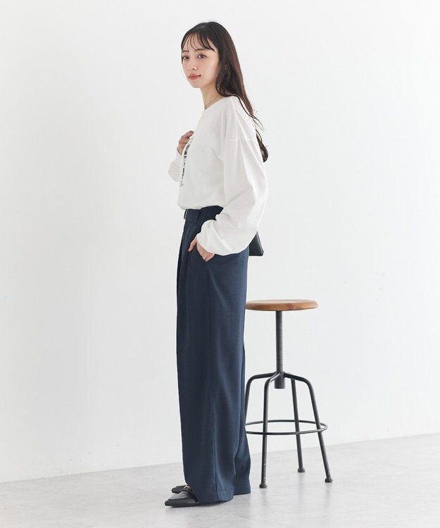 earth music&ecology 【予約】アソートツータックベルトパンツ ネイビー