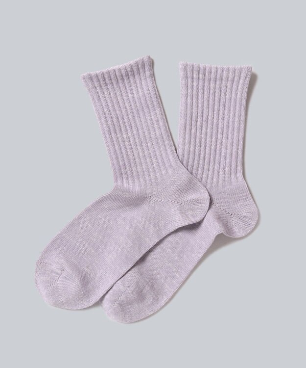 WHITE MAILS PAPER WIDE RIB CREW SOCKS ソックス ラベンダー
