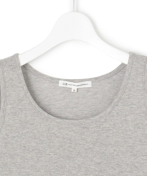 23区 【洗える】シャイニーリブ タンクトップ ライトグレー系