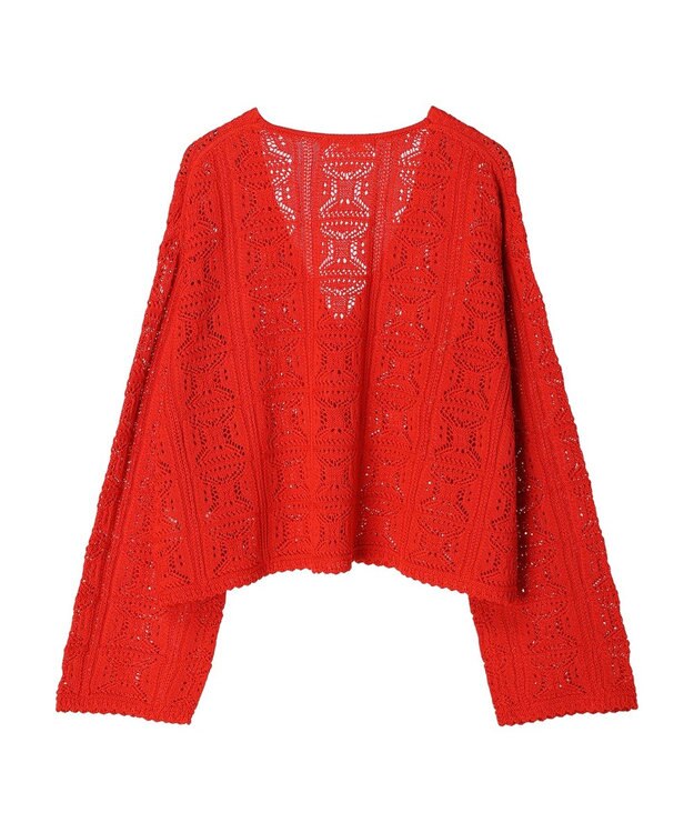 Green Parks 格子柄編みニットカーディガン Red