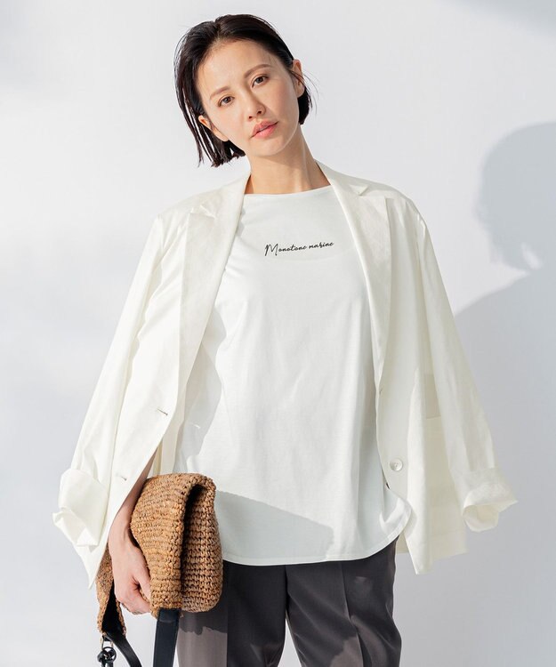 自由区 L 【洗える】テンセルリネンストレッチ テーラードジャケット アイボリー系