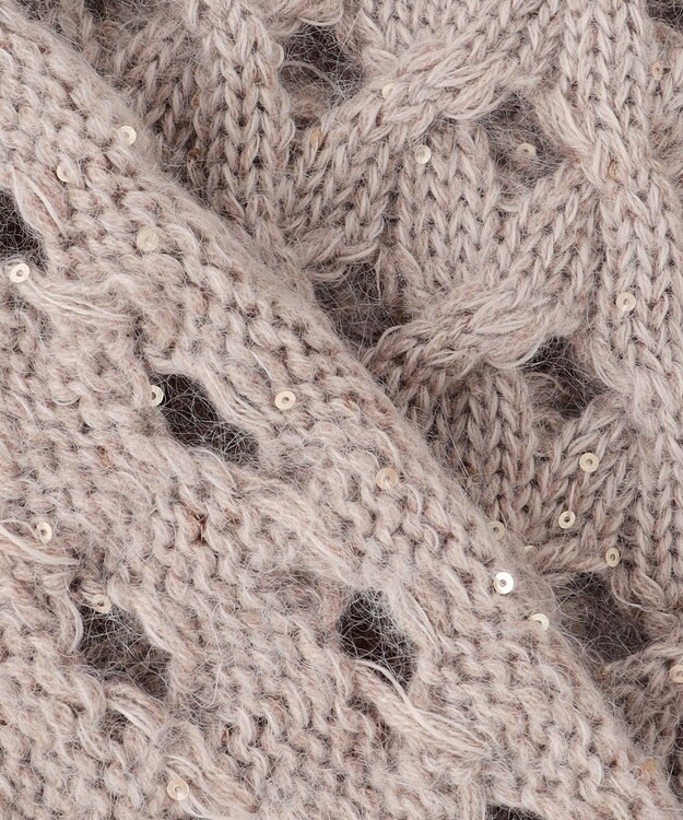 自由区 【カトリエムブーケ】Paillette mix スパンコールプルオーバーニット ベージュ