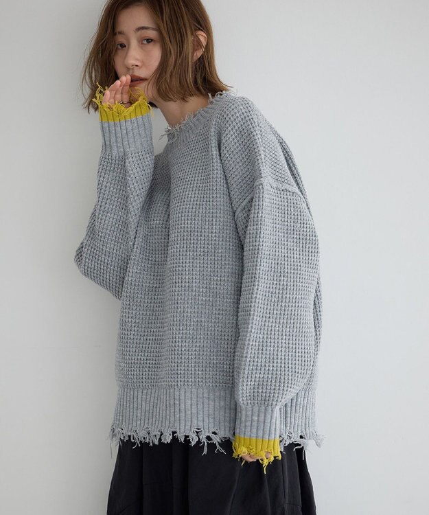 YECCA VECCA ダメージルーズニット Gray