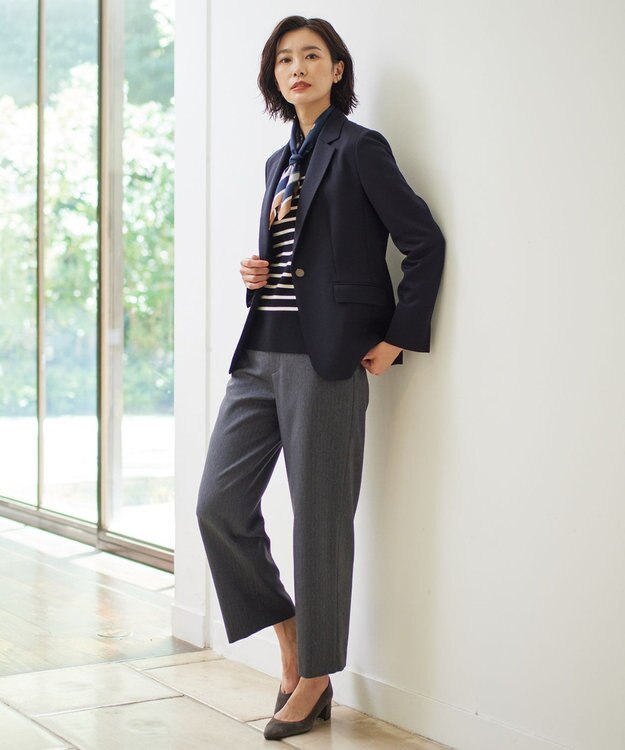 J.PRESS LADIES 【洗える】VIS/PE MILANO ボーダー ニット ブラック系1