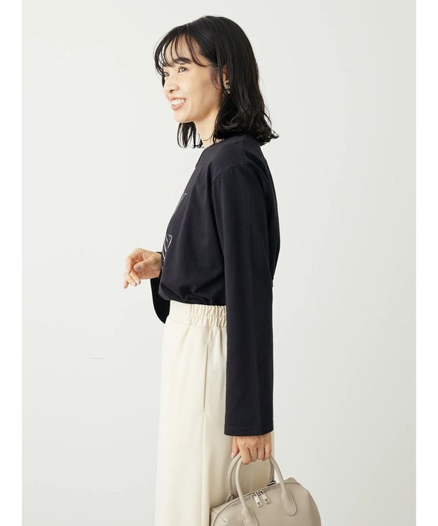 Green Parks ・Ｐｅｔｉｔ　Ｆｌｅｕｒ　ロゴｐｔフレアスリーブロンＴ Black