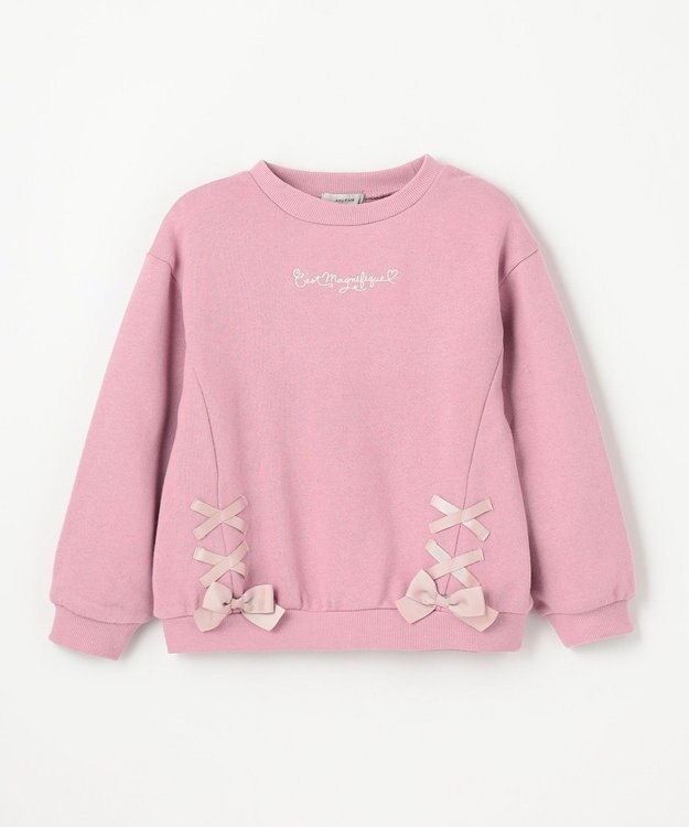 ANY KIDS 裾レースアップトレーナー ピンク