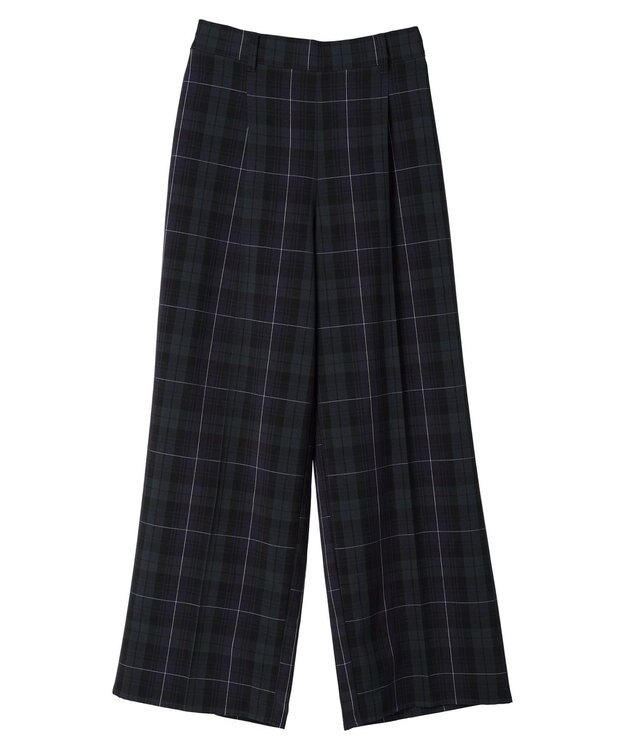 Green Parks きれいシルエットチェックワイドパンツ Check Navy