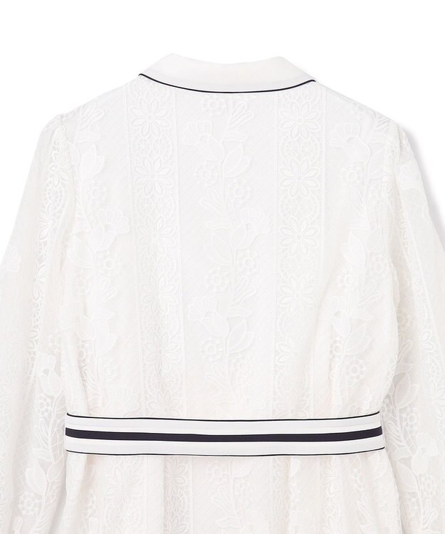 GRACE CONTINENTAL ストライプフラワー刺繍ワンピース ホワイト