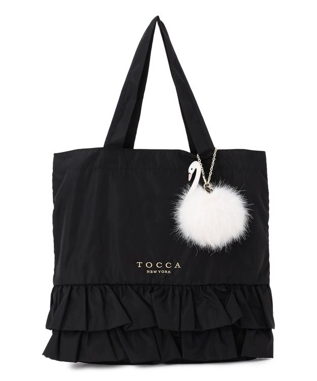 TOCCA SOGNO FUR CHARM TOTE トートバッグ【WEB＆一部店舗限定・A4サイズ対応】 ブラック系