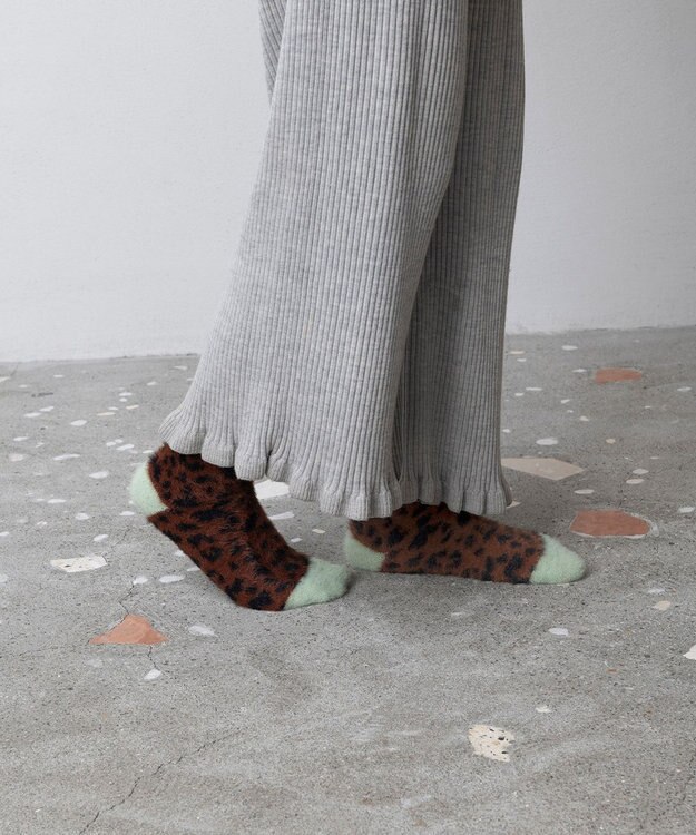 TRICOTE レオパードルームソックス 87BROWN