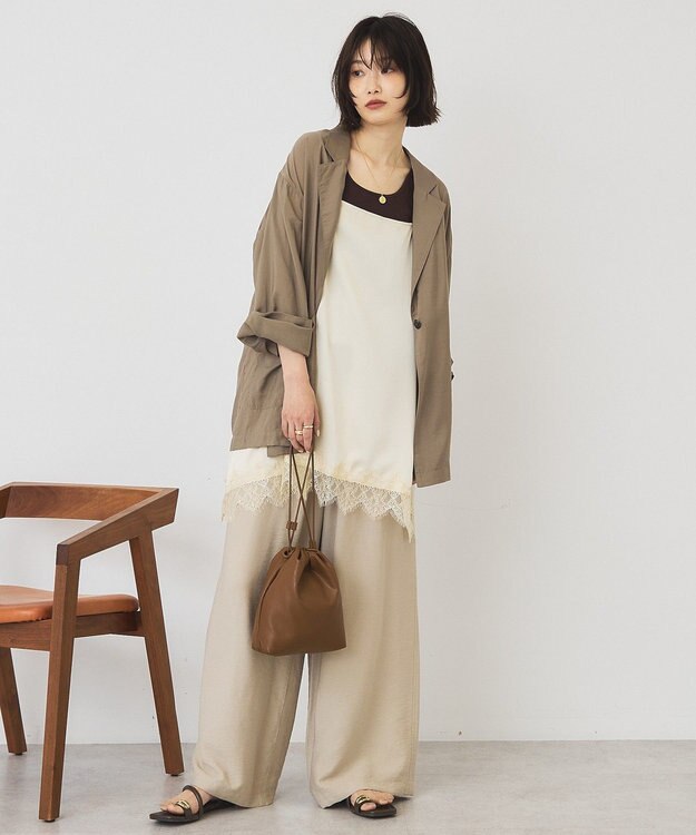 AMERICAN HOLIC イレギュラーヘムサテンレースキャミソール Ivory