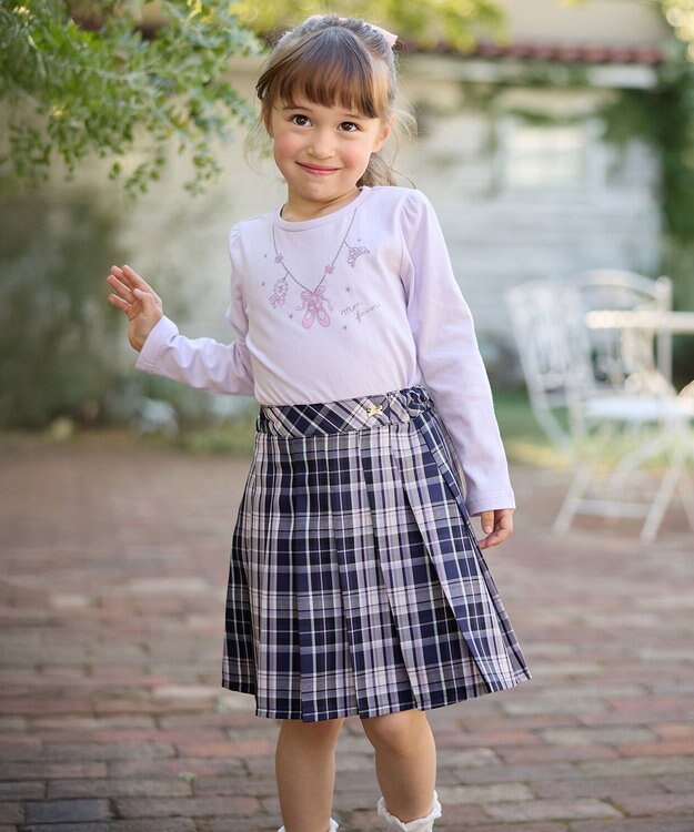 ANY KIDS プリーツ スカパン ネイビー×チェック