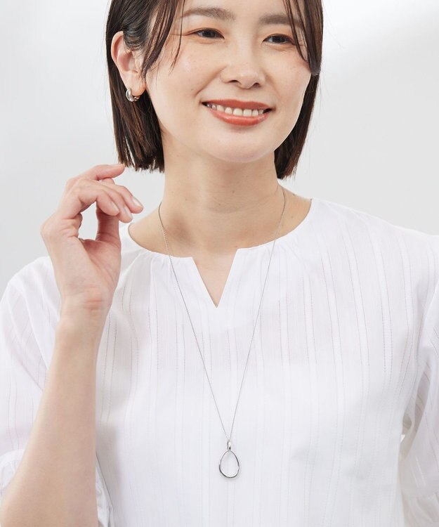 J.PRESS LADIES ステンレスオーバルネックレス シルバー系