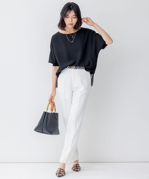 23区 【洗える】トロピカル2WAYストレッチ テーパード パンツ ホワイト系