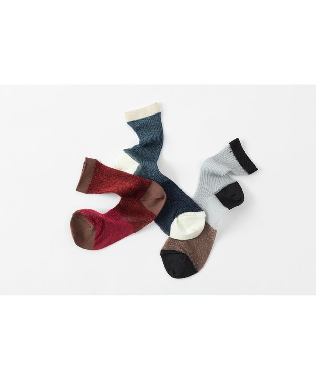 TRICOTE シアーバイカラーリブソックス 32BLUE