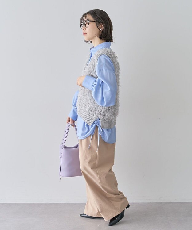 Green Parks ラメ入り毛足ニットベスト Gray