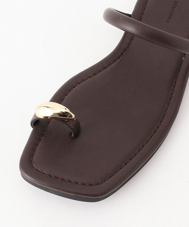 23区 【CLASSY.6月号掲載】ビジュー フラット サンダル ダークブラウン系