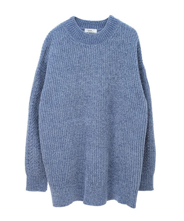 earth music&ecology シャイニーベロアチュニック Blue