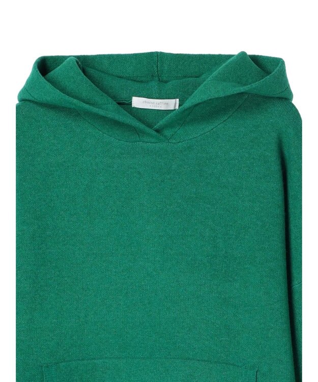 Green Parks スウェット風フード付ニットプルオーバー Green