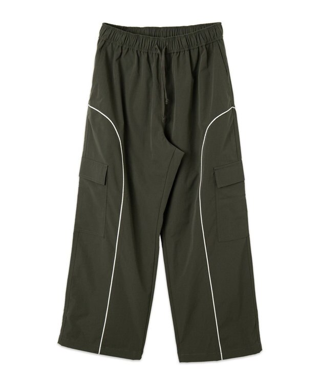 WEGO 【ユニセックス着用ITEM/ウエストゴム】イージーパイピングカーゴパンツ カーキ