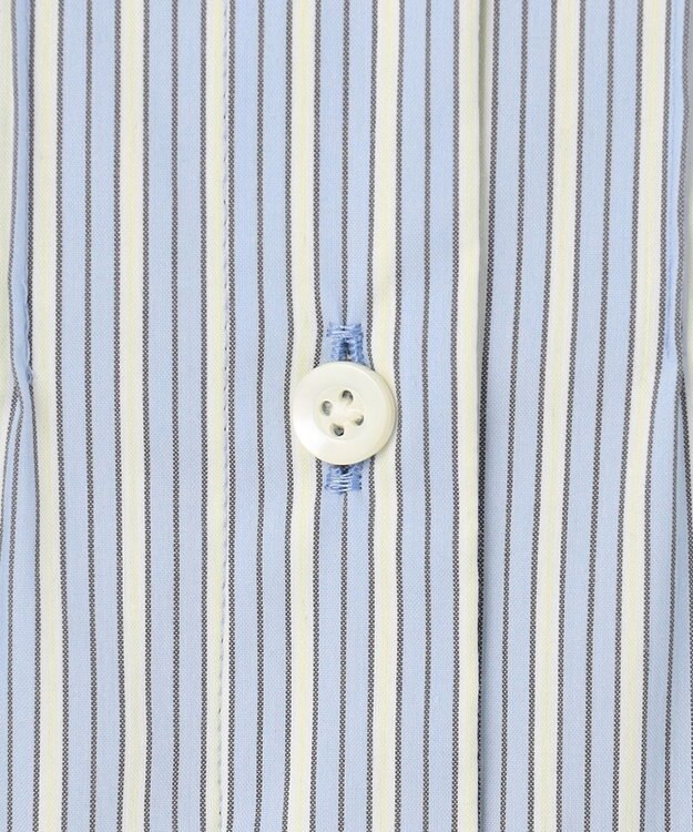 J.PRESS LADIES S 【洗える】BEZコットンナイロン ストライプ ピンタック ブラウス ブルー×イエローストライプ系1