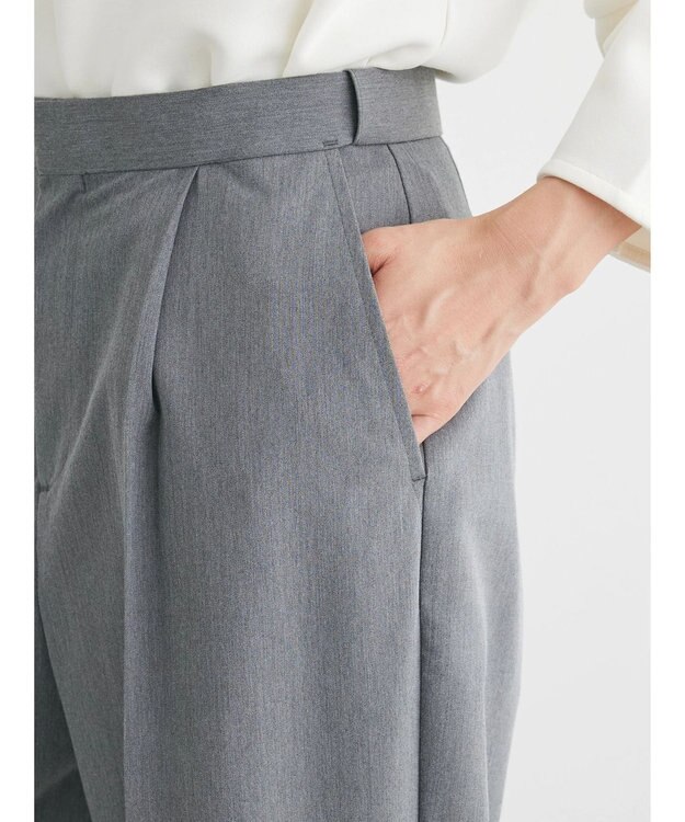 Green Parks きれいシルエットパンツII（ワイドストレート） Gray Mixture