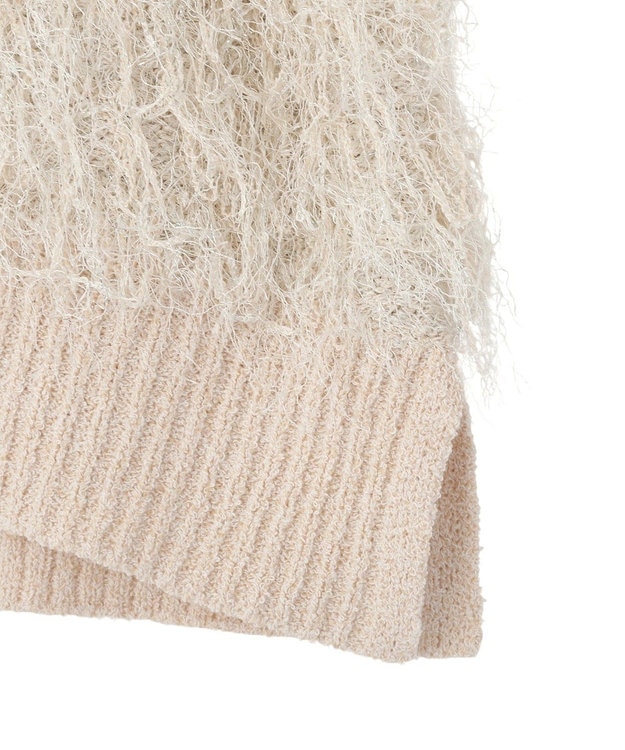 Green Parks ラメ入り毛足ニットベスト Ecru