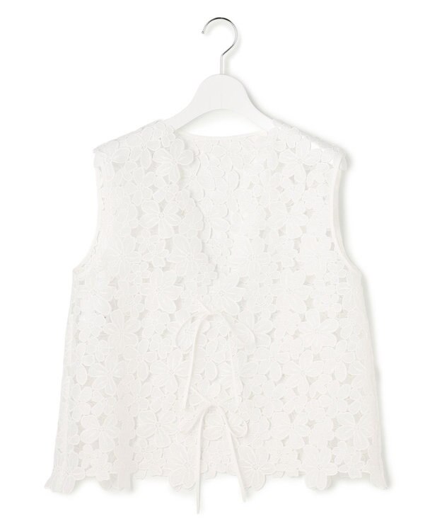 23区 【GOLD LABEL/見上愛さん着用】エンブロイダリーレース ジレ ホワイト系