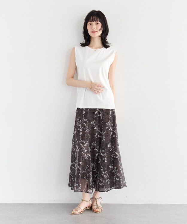 YECCA VECCA コットンスムースノースリーブトップス Off White