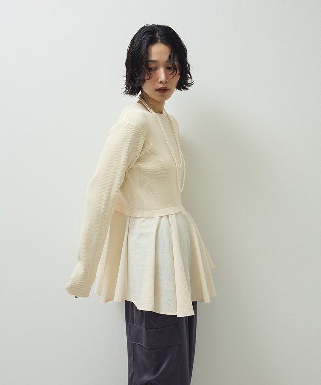 Green Parks ・ＥＬＥＮＣＡＲＥ　ＤＵＥ　ハイブリットハイネックニット Ivory